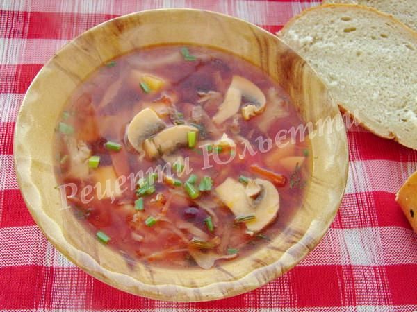 Borsch vegano de setas